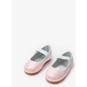 Pembe  Kelebek Simli Kız Çocuk Babet Ayakkabı