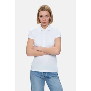 SHAVER Beyaz Polo Yaka Nakışlı Standard Fit Kadın Tshirt