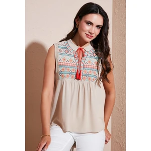 Pamuklu Regular Fit Nakış İşlemeli Bluz Bayan BLUZ 611BZ0249