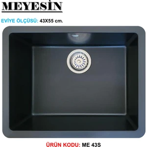 Tezgah Altı Siyah Granit Mutfak Evyesi 43 x 55 Cm.