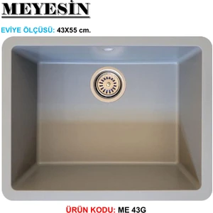 Tezgah Altı Gri Granit Mutfak Evyesi 43 x 55 cm