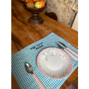 Mav Design 📘 Mavi Renk ve İsim Nakışlı Beslenme Örtüsü 35x50 Silinmez Bozulmaz(2ADET) 🎒✨
