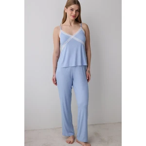 Hailee Blue Pantolon Pijama Takımı