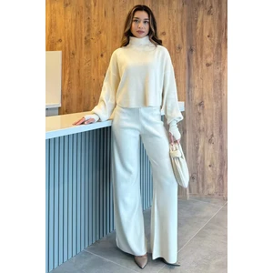 Crop Kazak Pantolon Triko Ikili Takım
