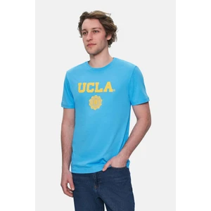 GAYLEY Mavi Bisiklet Yaka Baskılı Standard Fit Erkek Tshirt