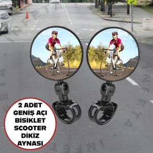 2 Adet Geniş Açı Bisiklet -Scooter Gidon Aynası - Dikiz Aynası Bisiklet Aksesuarı Bisiklet Ayna