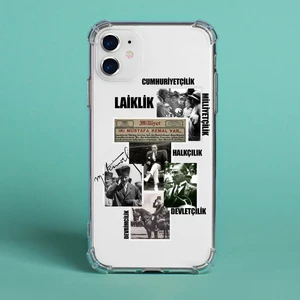 Apple iPhone 13 / 14 Uyumlu Atatürk Baskılı Şeffaf Kılıf