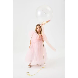 Somon  Önü Pullu Kız Çocuk Tül Elbise - Halsey