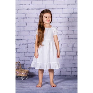 Kız Çocuk Beyaz Dokuma Elbise