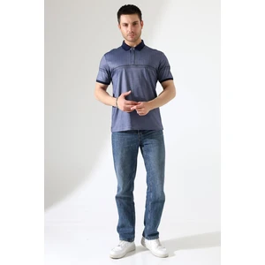 Fermuar Detaylı Desenli Pamuklu Polo Yaka T-Shirt