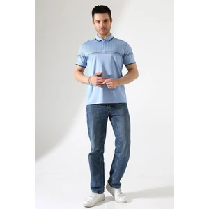 Fermuar Detaylı Desenli Pamuklu Polo Yaka T-Shirt