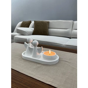 Dekoratif Melek Figürü 4'lü Mum Seti, Orta Sehpa Objeleri, Biblo, Melek Kanadı Detaylı Heykel