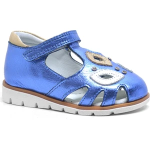 HAKİKİ DERİ LACİVERT RUGAN CIRTLI KIZ BEBEK SANDALET