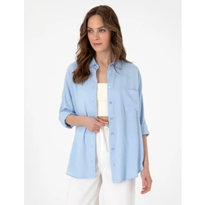 Pierre Cardin Kadın Açık Mavi Oversize Uzun Kollu Gömlek 50311567-VR003