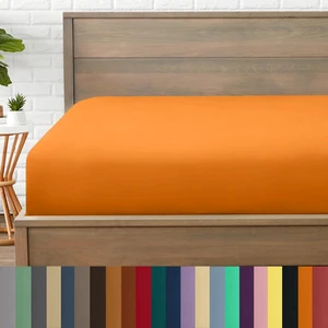 Mikrofiber Ekonomik Penye Lastikli Çarşaf Fitted Full Kenar Tek Kişilik Çarşaf Turuncu 90 x 190