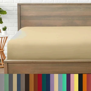 Mikrofiber Ekonomik Penye Lastikli Çarşaf Fitted Full Kenar Tek Kişilik Çarşaf Bej 100 x 200