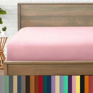 Mikrofiber Ekonomik Penye Lastikli Çarşaf Fitted Full Kenar Tek Kişilik Çarşaf Pembe 90 x 190