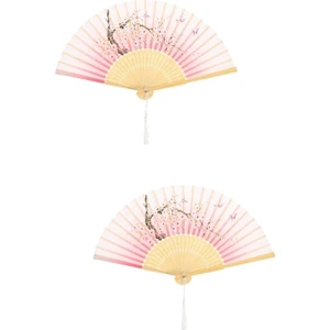 Yelpaze Bambu Serinletici Vintage Şık Püsküllü Japon Yelpaze 0426 2 Adet