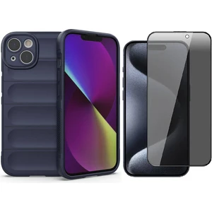 Apple iPhone 14 Kılıf Esnek TPU Oyuklu Arka Yüzey Tasarımlı Zore Etnik Silikon Kapak + Hayalet Ekran Koruyucu