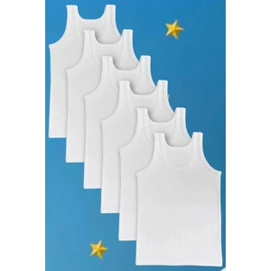 Beyaz Erkek Çocuk Penye Atlet 6 Lı Paket