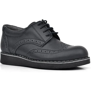 Hidra Siyah Mat Bağcıklı Klasik Erkek Çocuk Ayakkabı