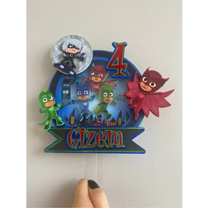 Pija Maskeliler - Mj Mask Temalı 3D Cake Topper Doğum Günü Pasta Süsü