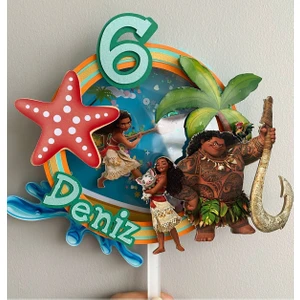 Moana Temalı 3D Cake Topper Doğum Günü Pasta Süsü