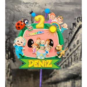 Cocomelon Temalı 3D Cake Topper Doğum Günü Pasta Süsü