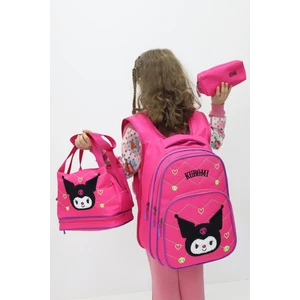Kuromi Tasarımlı Kız Çocuk 3’lü Okul Çanta Seti Sırt Çantası Termal Beslenme Çantası Kalemlik
