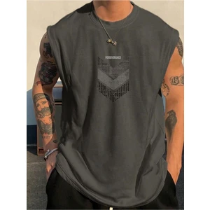 Tarzsokak Perseverance Baskılı Kolsuz Tshirt Erkek Sıfır Kol Giyim Spor Giyim Oversize