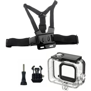 GO209 Gopro Hero 13 Hero 12 Hero 11 Hero 10 Hero 9 Black Uyumlu 60 Metre Su Geçirmez Koruyucu Muhafaza GP26 Göğüs Kemeri 4 Parça Set