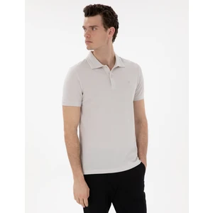 Pierre Cardin Erkek Açık Gri Slim Fit %100 Pamuk Polo Yaka Basic Tişört 50306448-VR001