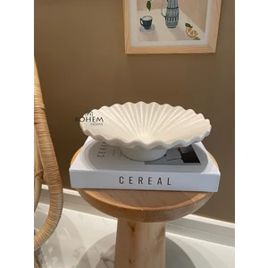 Bohem Home Seramik Bej Fırfırlı Dekoratif Tabak (Muadil Marka)