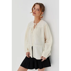 Bağlamalı Müslin Gömlek Natural