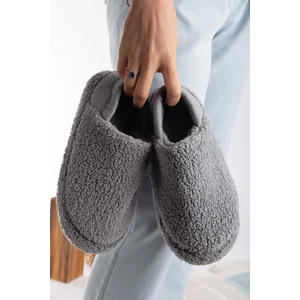 Kuzu Kumaş Yünlü Sessiz Taban Lastikli Kadın Ev Ayakkabısı Ev Botu Panduf