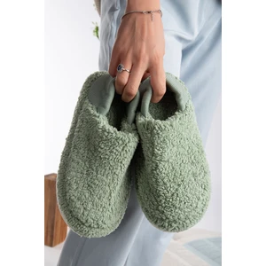 Kuzu Kumaş Yünlü Sessiz Taban Lastikli Kadın Ev Ayakkabısı Ev Botu Panduf