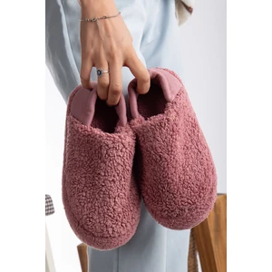 Kuzu Kumaş Yünlü Sessiz Taban Lastikli Kadın Ev Ayakkabısı Ev Botu Panduf
