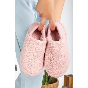 Kuzu Kumaş Yünlü Sessiz Taban Lastikli Kadın Ev Ayakkabısı Ev Botu Panduf