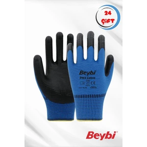 Pn3 Zebra Nitril Kaplı Polyester Eldiven Mavi (24 Çift )