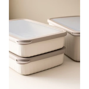 Madame Coco Lucca 3'lü Dikdörtgen Saklama Kabı Seti - Bej