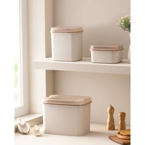 Madame Coco Lucca 3'lü Saklama Kabı Seti - Bej