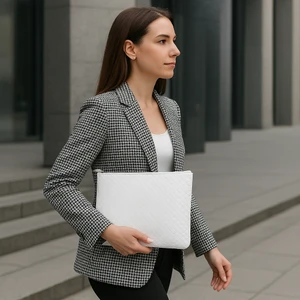 Clutch Beyaz Portföy El Makyaj Çantası