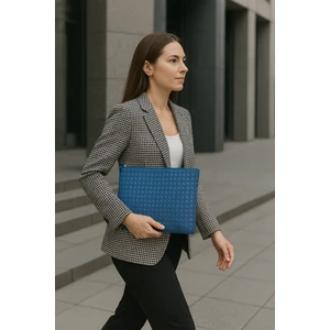 Clutch Mavi Portföy El Makyaj Çantası