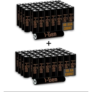 I-Gen A173 80'li Paket Ultra Alkalin Pil 40 Adet LR03 1.5V AAA İnce Kalem Pil + 40 Adet LR6 1.5V AA Kalem Pil