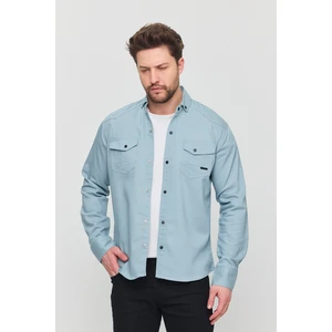 YXC Trend Maker Erkek Mint Slim Fit Dar Kalıp Pamuklu Kot Gömlek