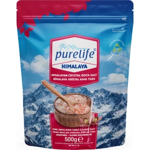 Pure Life Himalaya Tuzu Granül Kristal Kaya Tuzu Pembe 500g | Sofrada Öğütme Tuzu | Rafine Edilmemiş & Doğal Tuz | Zengin Mineralli