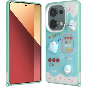 İlka Shop Xiaomi Redmi Note 13 Pro 4g Kılıf Parlayan Simli Kabartma Figürlü Iksp Cevze Kapak-Yeşil