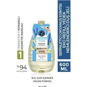 Yves Rocher Eko Refill Yedek Duş Jeli-Nemlendirici Serinletici Okyanus Esintisi- SLS,SLES İçermez,Vegan- 600ml