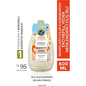 Yves Rocher Eko Refill Yedek Duş Jeli-Nemlendirici Rahatlatıcı Yulaf Karabuğday -SLS,SLES İçermez,Vegan- 600ml