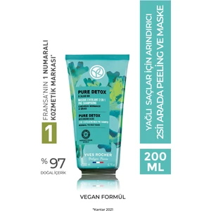 Yves Rocher Arındırıcı 2si1 Arada Peeling ve Maske - Yağlı Saçlar / Pure Detox - Vegan -200ml